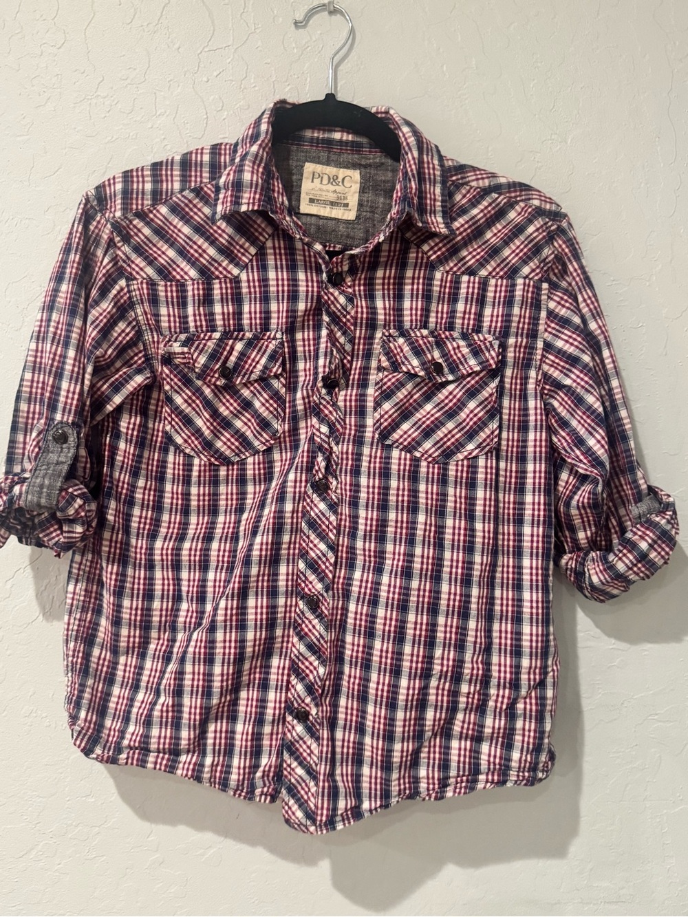 PD&C Red, Blue & White Plaid Button-Front Kids Shirt